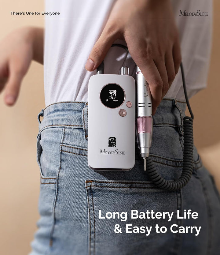 Portable Nail Drill 30000 RPM, SC320F Professional Rechargeable Electric Cordless Nail File for Acrylic Nails Gel Polishing Removing, Efile Nail Kit for Manicure Salon Home, Rose