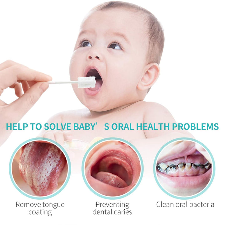 Baby Tongue Cleaner, Newborn Toothbrush, 48PCS Disposable Infant Clean Mouth,Gauze Gum Cleaner Baby Oral Cleaning Stick Dental Care for 0-36 Month
