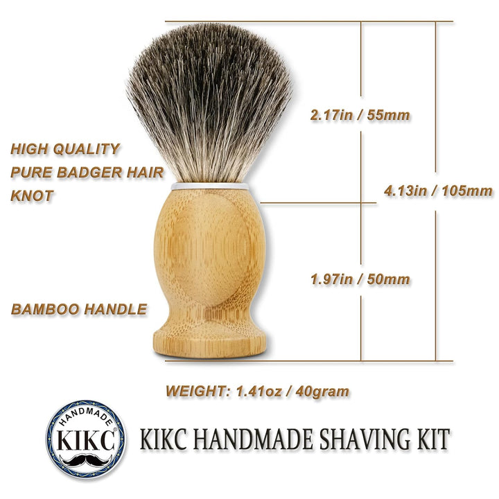 Hand Crafted Pure Badger Shaving Brush for Wet Shave, Comfortable Bamboo Handle, Soft Bristle, Best Gift for Bearded Man