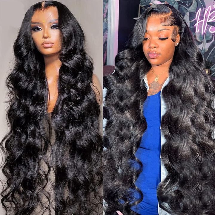 13X6 Body Wave Transparent Lace Front Wigs Human Hair Pre Plucked 180 Density HD Lace Frontal 9A Glueless Wigs with Baby Hair for Women 26Inch