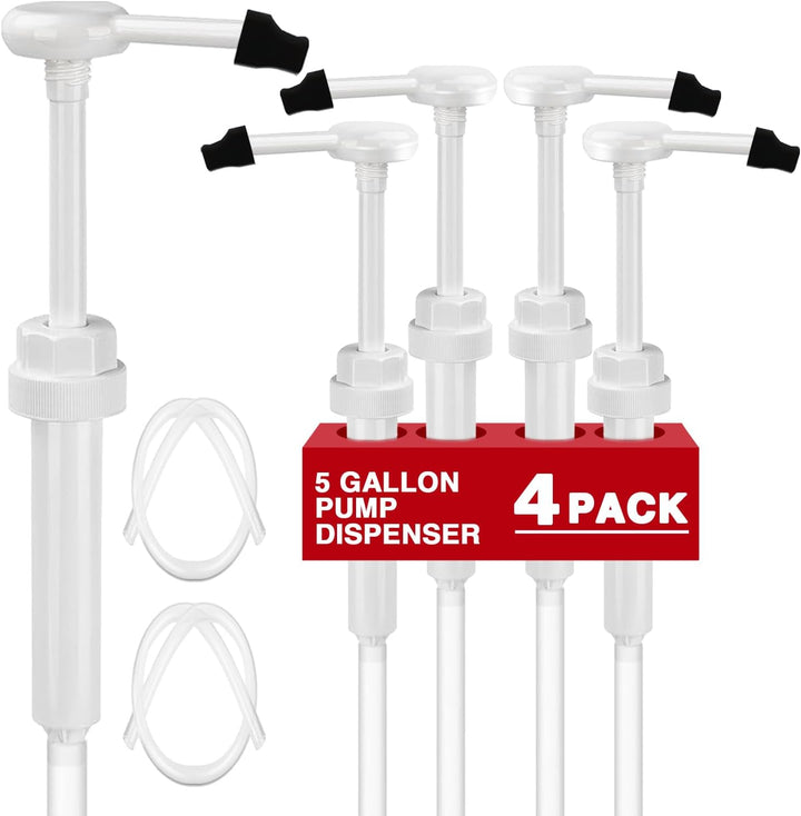 2 Pack 5 Gallon Pump Dispenser 38-400 1 Oz Dispenser Pump for Large Gallon Bucket with 50Cm Extended Tube, Cap to Avoid Dripping, Great for Shampoo, Conditioner, Bleach Liquid, Laundry, Detergent, Oil