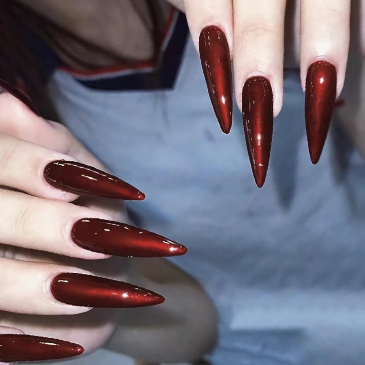 Stiletto Press on Nails Extra Long Fake Nails with Glue Glossy False Nails with Black Gradient Designs Full Cover Almond Acrylic Nail 24Pcs