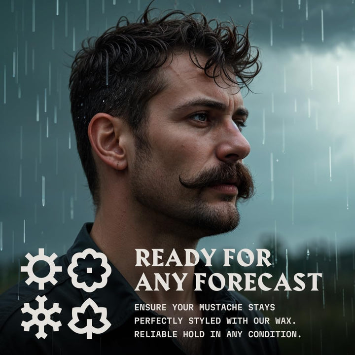 Mustache Wax Kit & Comb Set - 2 Oz, Medium/Strong Hold, Sandalwood Scent - Grooming Kit for Men with Pocket Mustache Comb & Beard Wax Alternative, Non-Greasy Styling