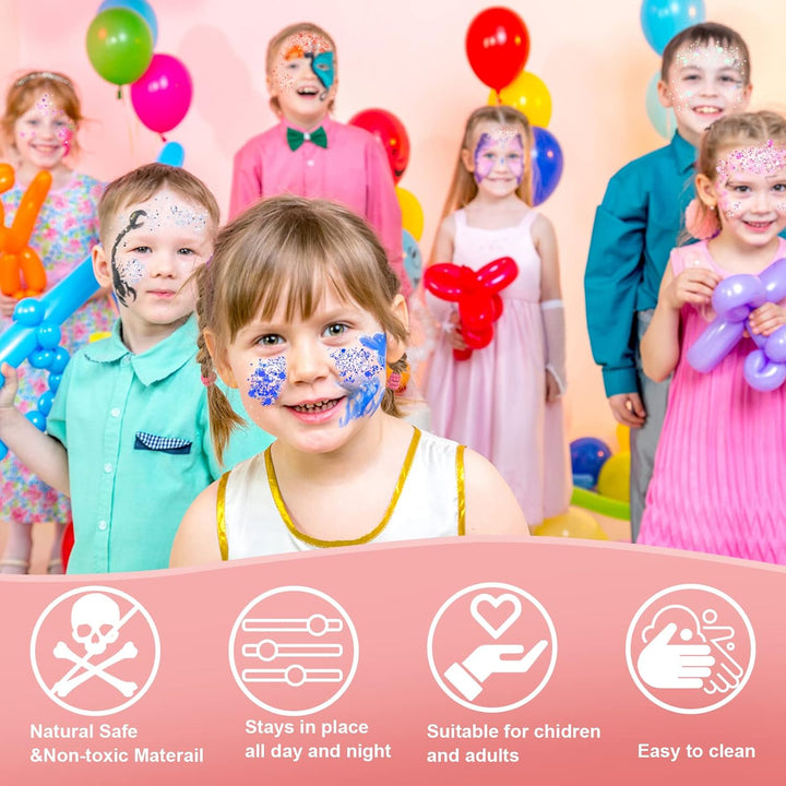 Gold Face Body Glitter,Mardi Gras Glitter Makeup Gold Face Paint,Holographic Chunky Sequins Glitters for Eye Lip Hair Nails,Festival Rave Accessories,52G