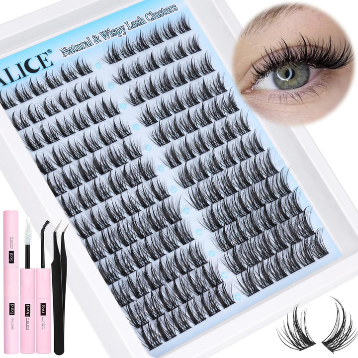 Lash Clusters Wispy Eyelash Clusters 10-18Mm 168Pcs Cluster Eyelash Extensions Natural Volume Lash Extensions DIY Individual Lashes Clusters with Soft Thin Band