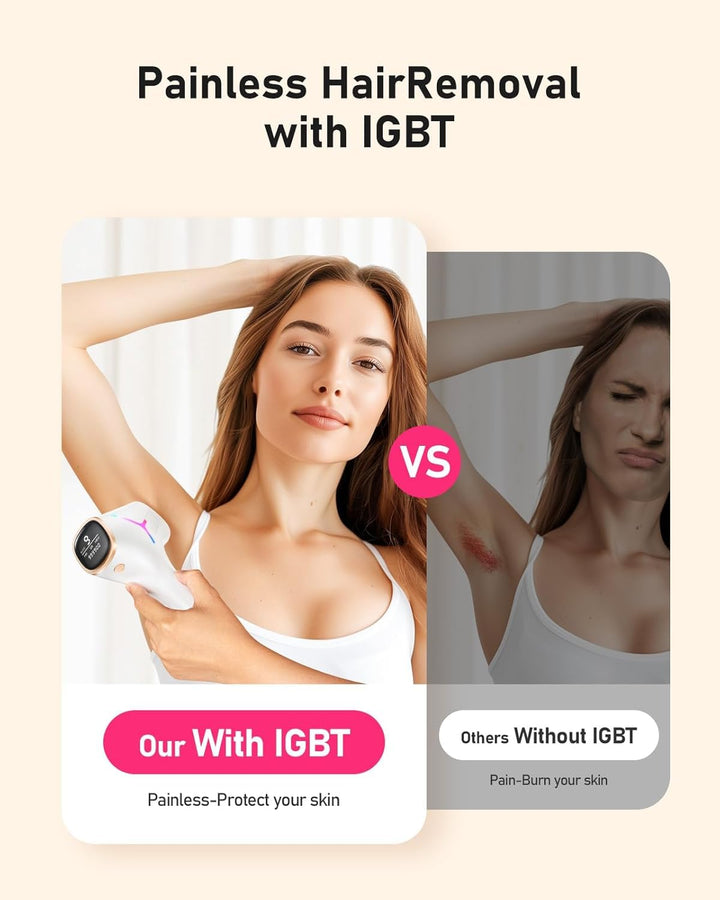 Laser Hair Removal for Women and Men, At-Home IPL Hair Removal Device with 5.2 Cm² Treatment Window, Nearly Painless, Visible Results in 2 Weeks, Full Body Treatment in 8 Minutes