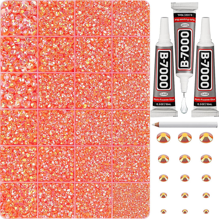 30000Pcs Resin Jelly Rhinestones for Crafting Bedazzling, Multicolor 3Mm Flatback Gems for Crafts Clothing Clothes Tumblers Shoes Nails, Flat Back Mixed Color Bulk Bedazzler Kit Jewels with B7000 Glue