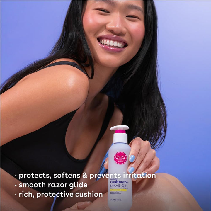 Cashmere Shave Oil, Vanilla Cashmere, Soothing Moisturizing, Prevents Irritation and Razor Burn, Bikini Area-Approved, Body Care, 6 Fl Oz