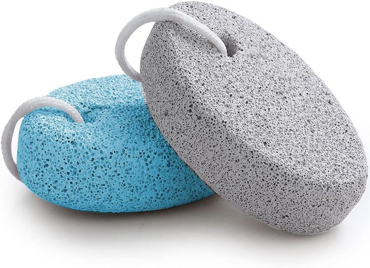 Natural Foot Pumice Stone for Feet,  2-Pack Lava Pedicure Tools Hard Skin Callus Remover for Feet and Hands - White&Red