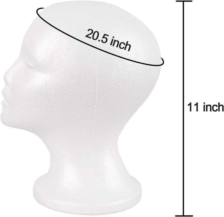 Wig Stand, Mannequin Head Foam Display for Masks Hats DIY Decoration Wig Head (White)