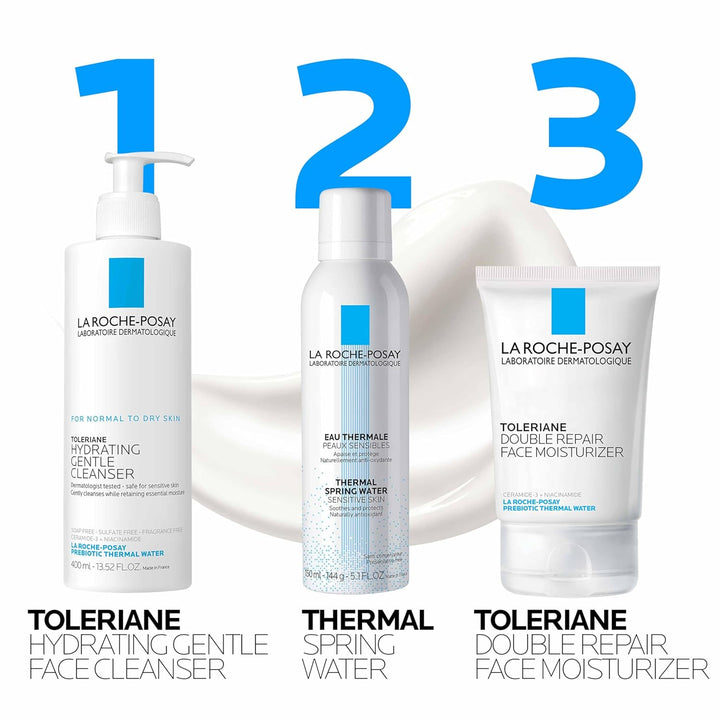 Toleriane Double Repair Face Moisturizer, Daily Moisturizer Face Cream with Ceramide & Niacinamide for All Skin Types, Immediate Comfort & Long Lasting Hydration, Fragrance Free