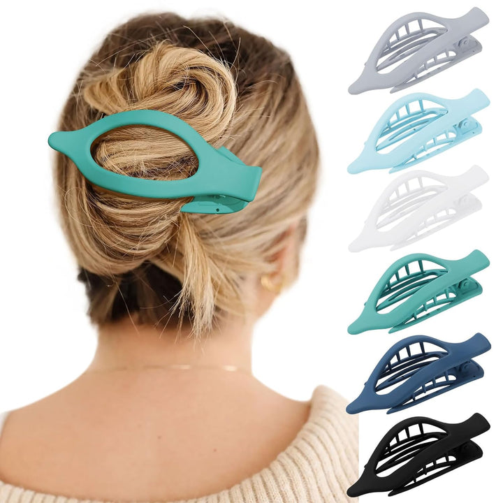 French Concord Hair Clips - 6Pcs Side Slide Volume Clips for Women Girls, Strong Hold No Slip Grip, Thick or Thin Hair (Matte Finish, L:4.6 IN, W:1.97IN)