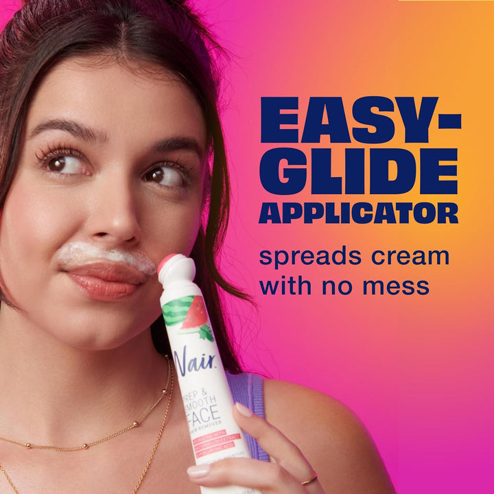 Prep & Smooth Face Exfoliating Depilatory Cream for Women - Effective Hair Removal for Smooth Skin with Hyaluronic Acid, 1.76 Oz