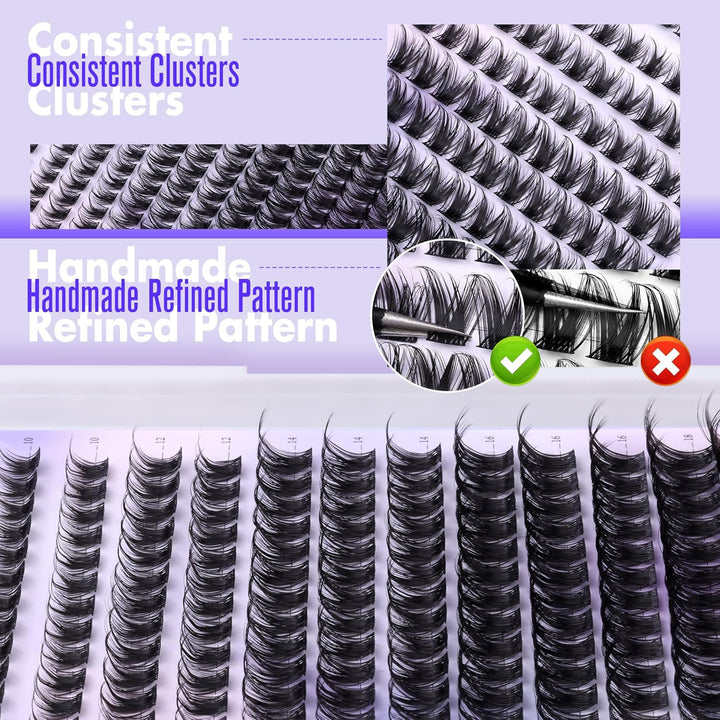 Lash Clusters Wispy Cluster Eyelash Extensions 10-18Mm Individual Lashes DIY Cluster Lashes Extension Soft Comfortable Eyelash Clusters with Thin Band