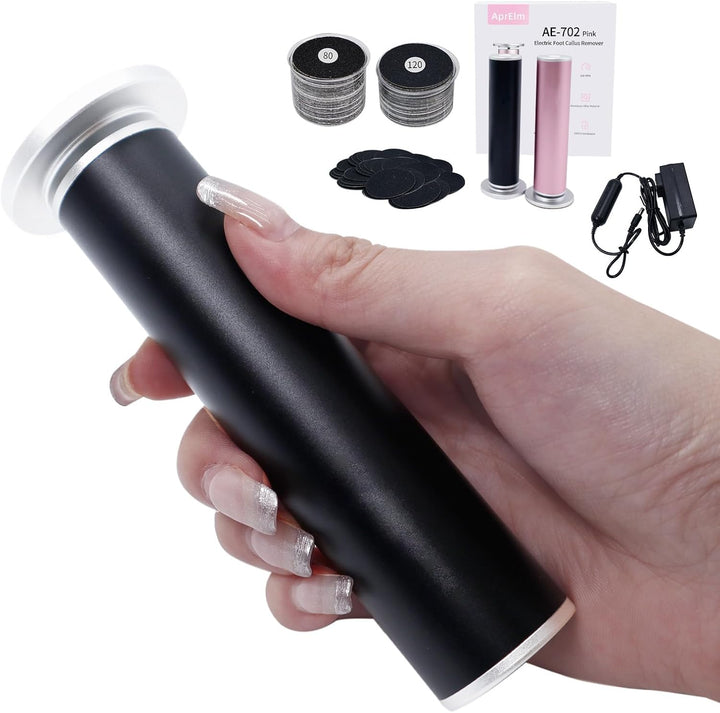 4.8IN Longer Electric Foot Callus Remover with 80Pcs Sandpaper Discs, Professional Aluminum Callus Remover for Feet, Stepless Speed Control Pedicure Tools for Dead Skin (Pink)