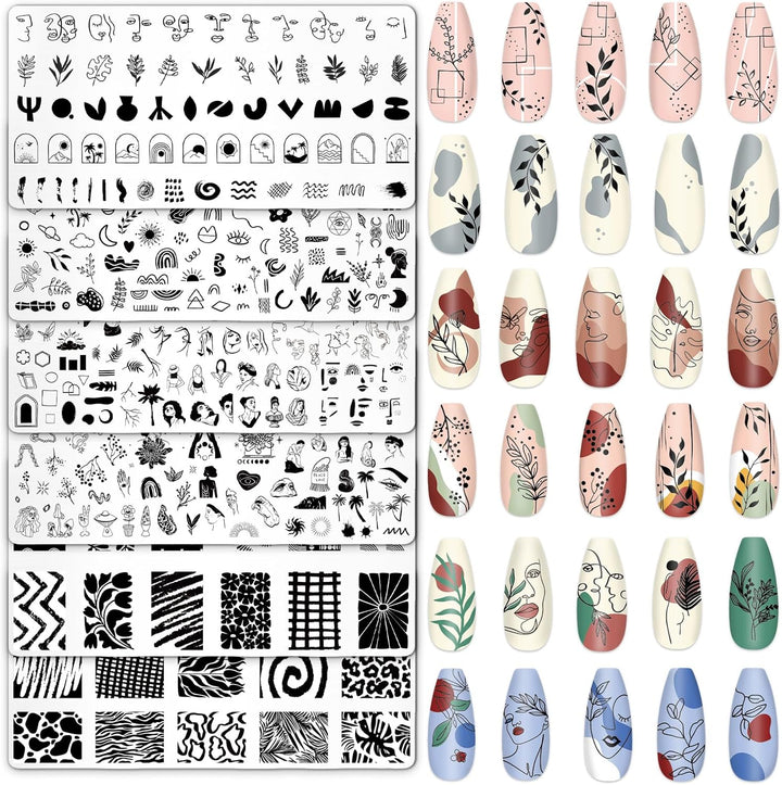 6Pcs All Holiday Nail Art Plates Valentines Stamptemplates Set Winter Christmas Fall Nail Plates Stamping for Xmas DIY Print Manicure Salon Design Gift