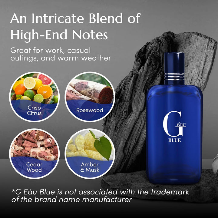 G Eau Blue Eau De Toilette Spray – Men’S Cologne, Long-Lasting Summer Fragrance for Men and Teen Boys, Perfume Para Hombre – 3.4 Fl Oz – Fresh Blue Scent