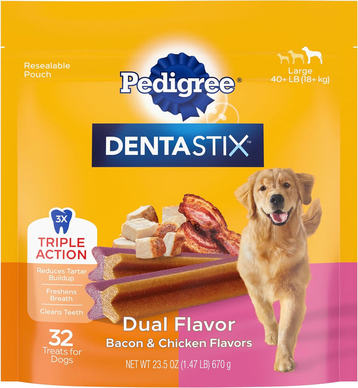 Dentastix Large Breed Dog Treats, Fresh Flavor, 1.46 Lb. Bag (28 Treats)