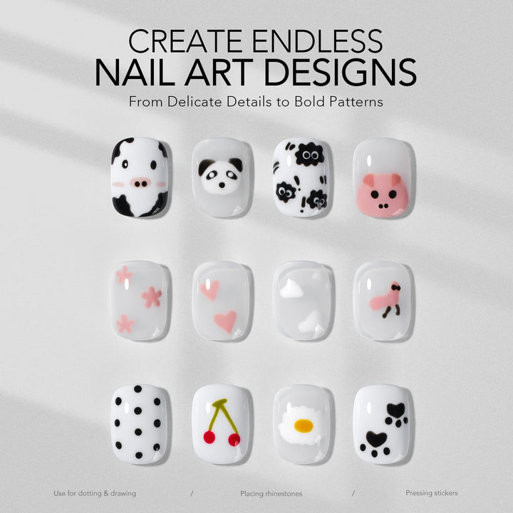 4-In-1 Nail Dotting Pen, Manicure Art Tools in Ballpoint Design with Size Marking and Pressing Head, Perfect for Painting, Sculpting, Rhinestones DIY and Salon, Silver