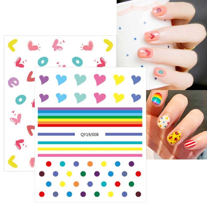 14 Sheets Cute Nail Stickers for Kids Nail Art Stickers Decals Self-Adhesive Pegatinas Uñas Rainbow Flower Fruit Nail Supplies Nail Art Design Decoration Accessories