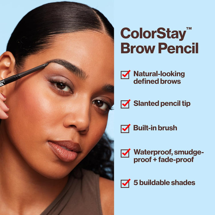 Colorstay Eyebrow Pencil with Spoolie Brush, Waterproof, Hair-Like Strokes for Natural Looking Brows, 205 Blonde, 0.021 Oz
