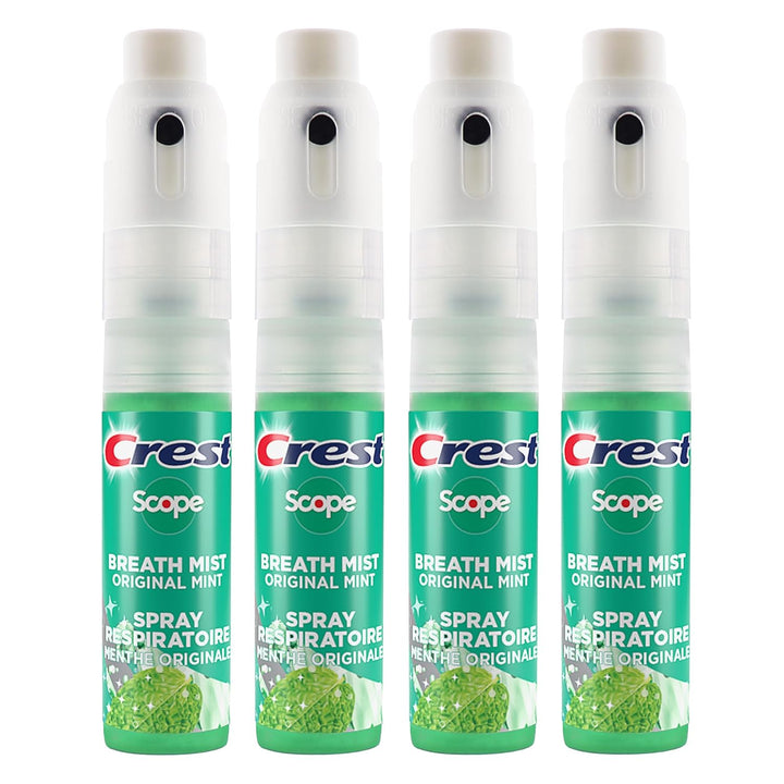 Scope | One 4-Pack of Mint Breath Mist Sprays (4 Total Sprays) - 0.24 Ounce (7Ml) - Made in an FDA Audited USA Facility