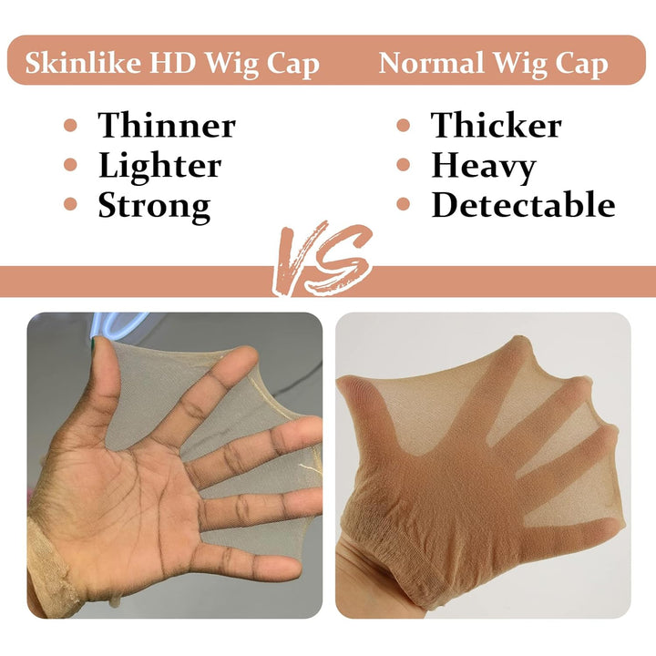 Skinlike HD Wig Cap, 4 Pieces Invisible and Sheer Breathable Ultra-Thin Stretchy Stocking Caps for Lace Front Wigs