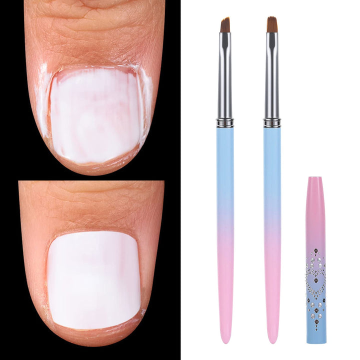 Nail Art Clean up Brushes,Nail Brushes for Cleaning Polish Mistakes on the Cuticles, Acetone Resistant Nail Brush, Fingernail Cleaning Brushes for Nail Art and Designs (2 Pcs Round&Angled)