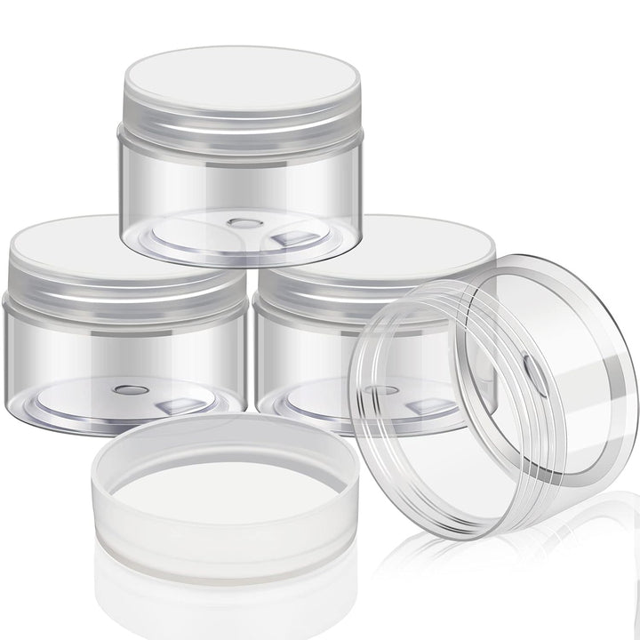 4 Pieces round Wide-Mouth Leak Proof Plastic Container Jars with Lids for Travel Storage Makeup Beauty Products Face Creams Oils Salves Ointments DIY Making(1 Ounce,White)