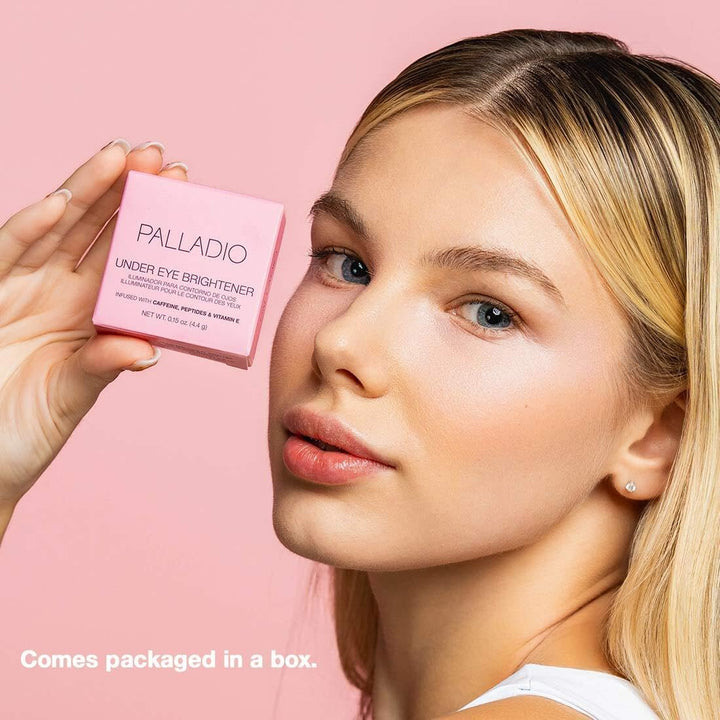 under Eye Brightener, Conceal, Brightens, Reduces Appearance of Dark Circles, with Caffeine Peptides & Vitamin E, Tired Skin Color Correcting Brightener & Primer, Light to Medium (Soft Pink)