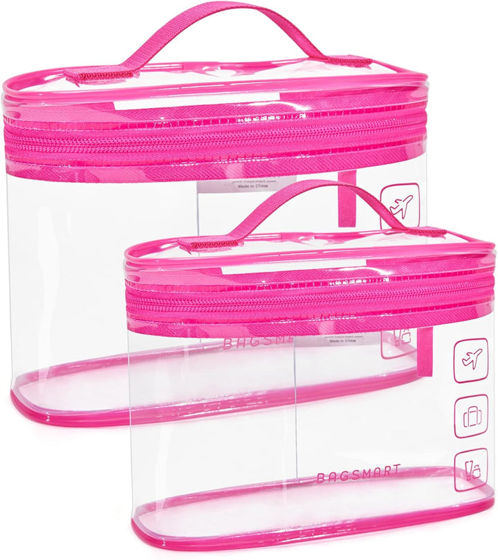 TSA Approved Toiletry Bag, 2 Pack Clear Makeup Cosmetic Bag Organizer, Quart Size Travel Bag for Toiletries, Carry-On Travel Accessories Essentials, Black-2Pcs