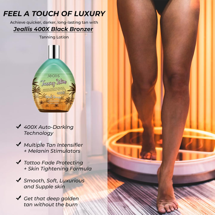 Extreme Dark Tanning Lotion Accelerator for Indoor Tanning Beds & Outdoor Sun Tan with Bronzer to Get Dark Fast Tan, Bronzing Tanning Lotion with Tattoo Protecting Formula, DHA Free, 13.5Oz