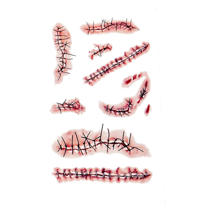 20 Sheets Halloween Zombie Temporary Tattoos -  Chucky Scar Fake Blood Tattoos Waterproof Realistic Stitches Wound Temp Tattoo for Chucky Cosume Prank Makeup Cosplay Kids Men Women Adults