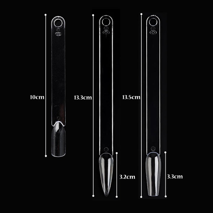 Nail Color Swatch Sticks with Ring, 150Pcs Ballerina Square Stiletto Clear Nail Tips, Nail Polish Display Sample Sticks, Practice Nail Tips, Nail Salon Supplies