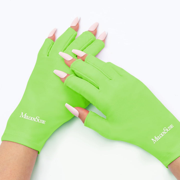 Premium UV Protection Gloves for Manicures, Cool Feeling Fabric,Professional UPF50+, UV Gloves for Gel Nail Lamp, anti UV Light, Skin Care Fingerless Design, Pink