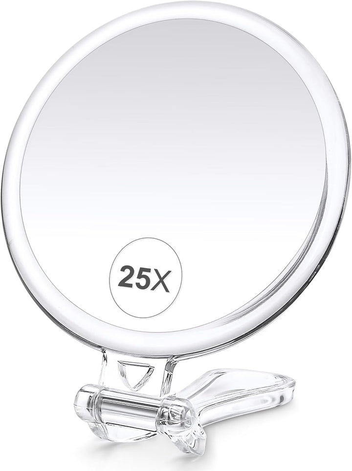30X Magnifying Mirror for Travel with Handle, Double-Sided 1X/30X Magnification Hand Mirror for Makeup,Travel Mirror for Desk 5 Inches