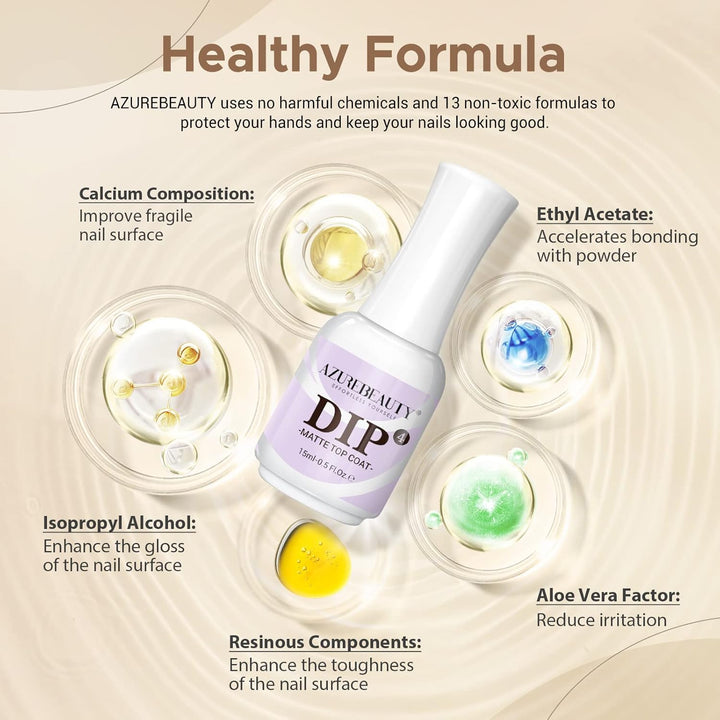 3 Pcs Dip Powder Liquid Set, Base Top Coat with Activator Matte Coat Comprehensive Professional Dipping Powder Essential Set for Dip Nail Art, 15 Ml 0.5 Oz Fast Dry No Nail Lamp Needed