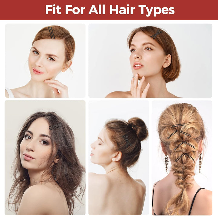 300 Pcs Bobby Pins Black, Hair Pins for Women Girls and Kids, Invisible Wave Hair Clips Bulk with Storage Box, Pain-Free Hairpins（2 Inch Black）