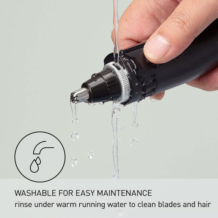 Ear and Nose Hair Trimmer for Men with Vacuum Cleaning System, Powerful Motor and Dual-Edge Blades for Smoother Cutting, Wet/Dry – ER-GN70-K (Black)