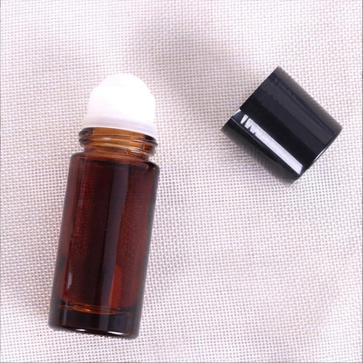 2Pcs Brown 50Ml Glass Essential Oil Roller Bottles Refillable Roll on Bottles Empty Deodorant Bottle Containers Rollerball for Fragrance Roller Refillable Containers Accessories