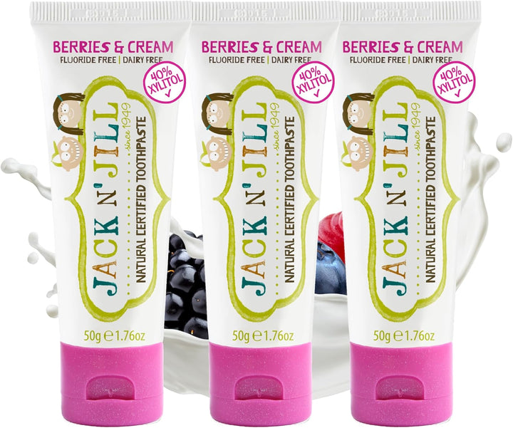 Natural Toothpaste for Kids - Fluoride Free Toothpaste, Safe to Swallow, 40% Xylitol, BPA Free - 1.76 Oz (Variety Pack of 5)