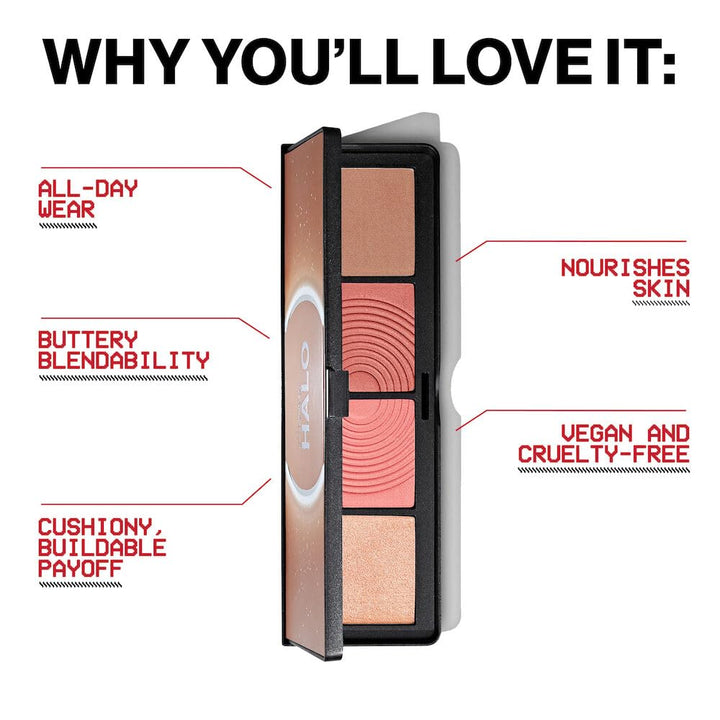 Halo Sculpt + Glow Face Palette | Vitamin E, Long Lasting, Contour + Highlighter, 0.55 Oz.