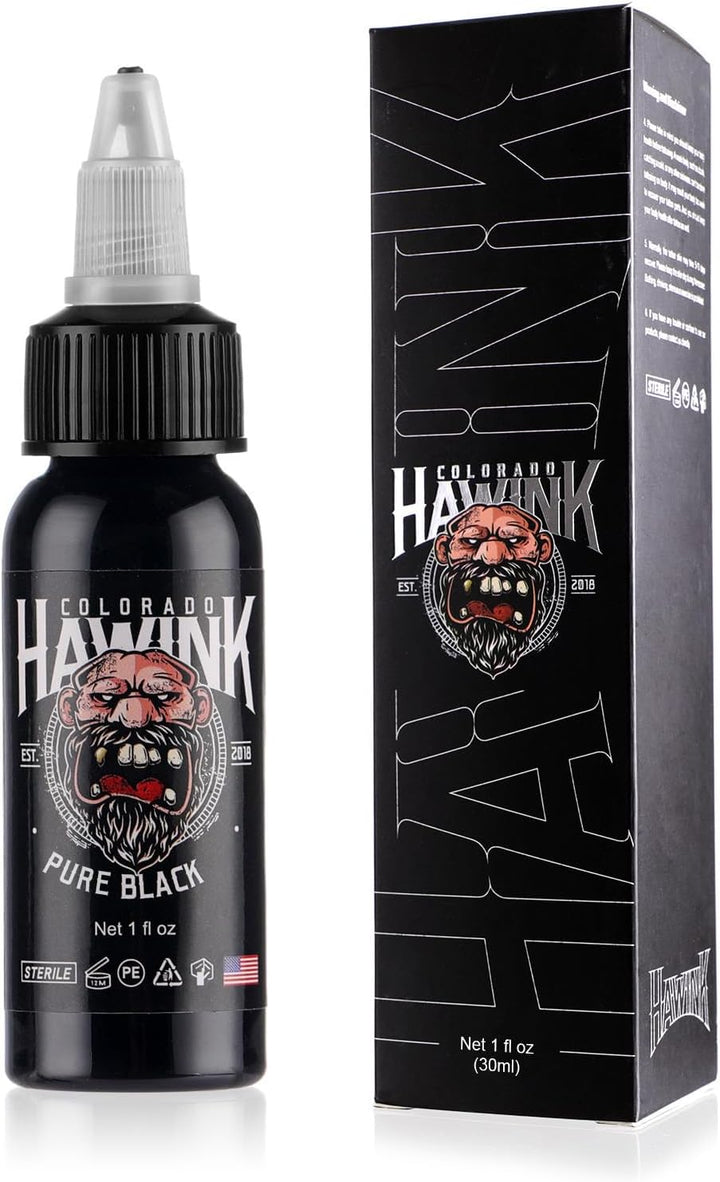 Black Tattoo Ink 1 Oz (30Ml) Vegan-Friendly USA Standard Pigment Tattoo Supplies Concentrated Black TI203-30-002