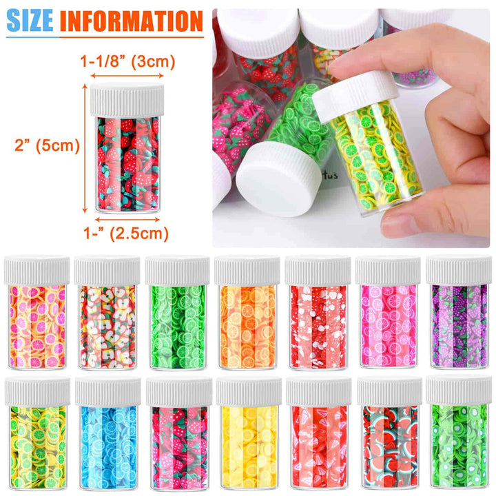 12000 Pcs 15 Styles Assorted Fimo Slices for DIY Slime, Nail Art, Lip Gloss & Cellphone Decorations