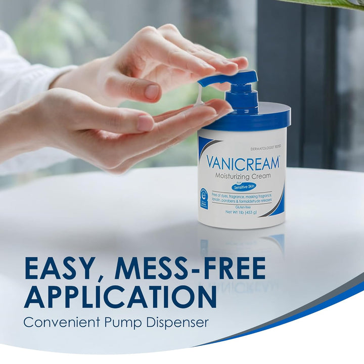 Moisturizing Skin Cream with Pump Dispenser - 16 Fl Oz (1 Lb) - Moisturizer Formulated without Common Irritants for Those with Sensitive Skin