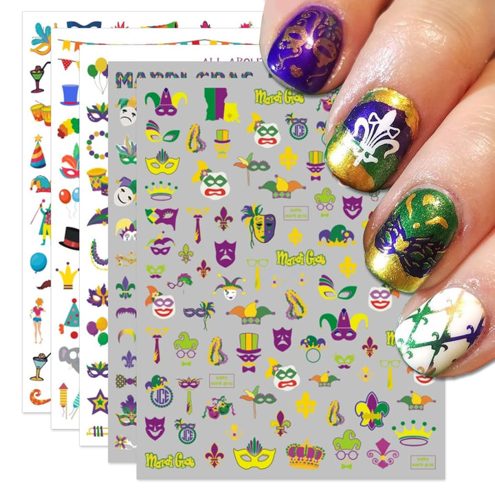 Halloween Nail Art Stickers, Gradient Pumpkin, Horror Mask Nail Decals, 3D Self-Adhesive Spider-Web Bat Design for DIY Nail Supplies Decoration (5 Sheets)