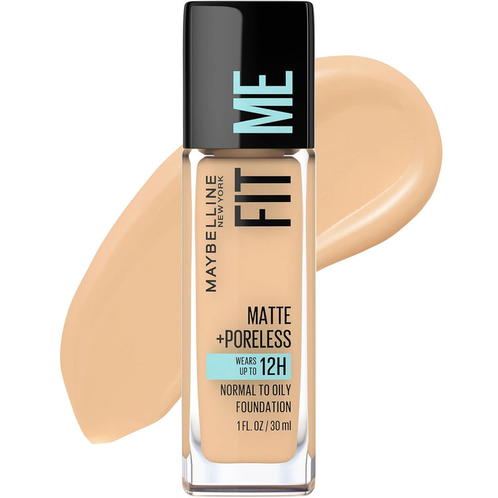 Fit Me Matte + Poreless Liquid Oil-Free Foundation Makeup, Classic Ivory, 1 Count (Packaging May Vary)