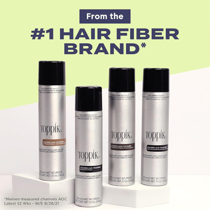 Toppik Colored Hair Thickener, Temporary Hair Color Spray for Root Touchup with Hair Thickening Fibers, 5.1 Oz