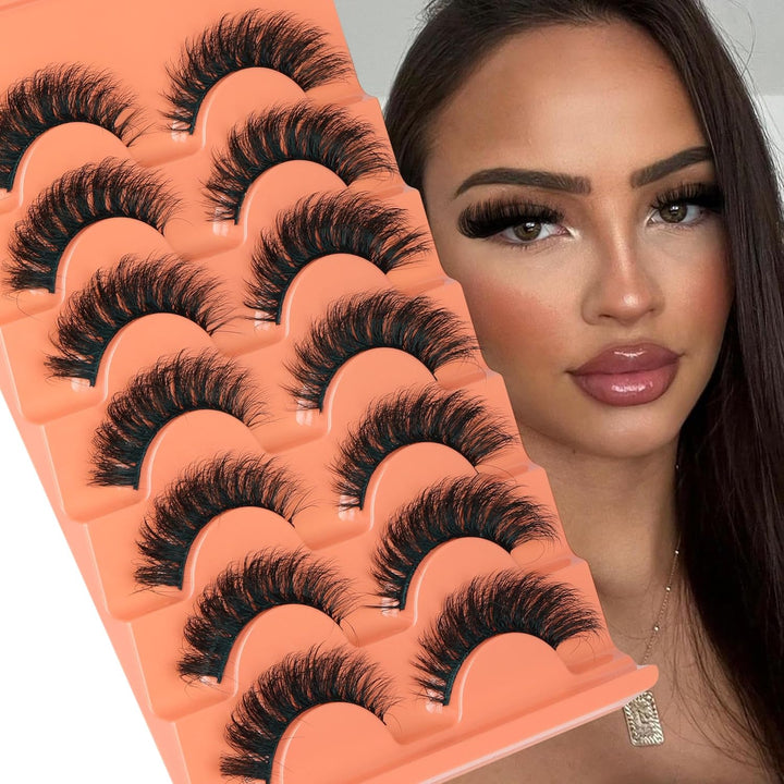 Mink Lashes Full Volume False Eyelashes 18Mm Dramatic Faux Mink Eyelashes Natural Look Cat Eye Volume Eye Lashes Multipack by