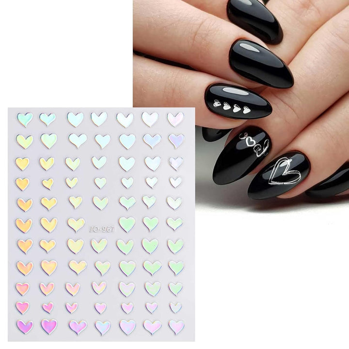 12 Sheets Aurora Nail Art Stickers Decals Self-Adhesive Pegatinas Uñas Glitter Holographic Star Heart Nail Supplies Nail Art Design Decoration Accessories